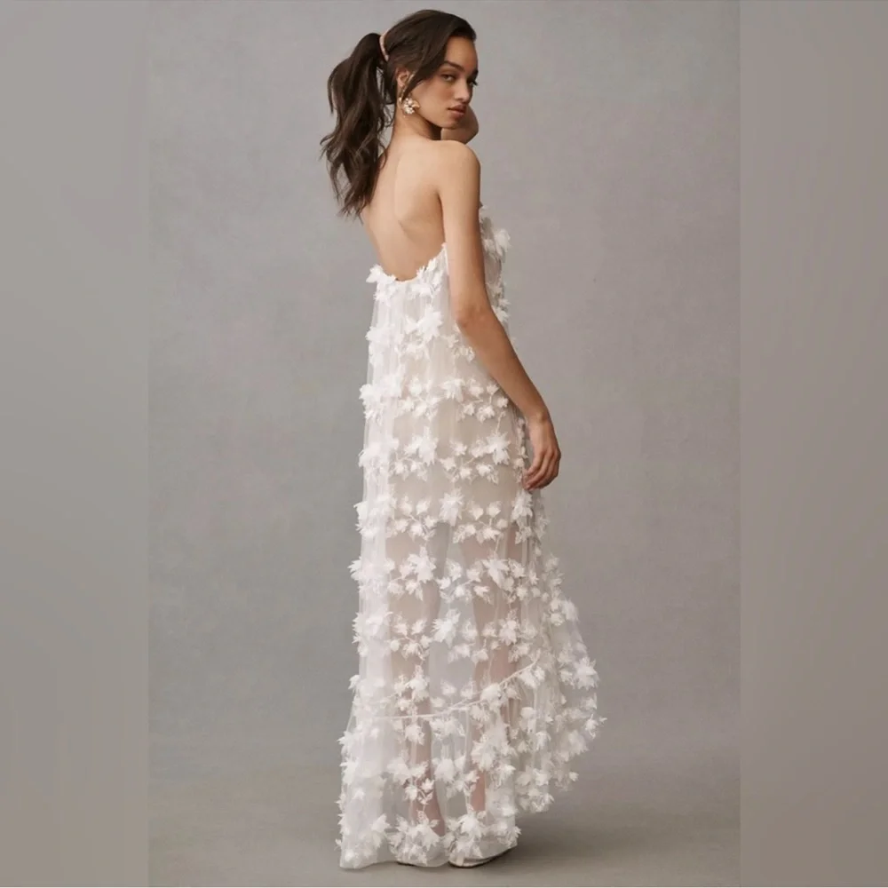 NWT Helsi Anthropologie Size XS Athena White Floral Strapless Midi Dress - Picture 2 of 11